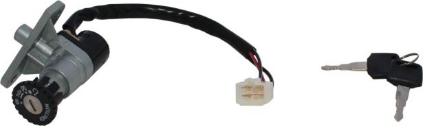 Ignition Key Switch - Vento Zip, 4 pin Male, Steering Lock