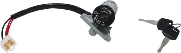 Ignition Key Switch - Vento Zip, 4 pin Male, Steering Lock