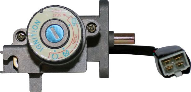 Ignition Key Switch - 4 pin Male, Metal, Steering Lock, Scooter