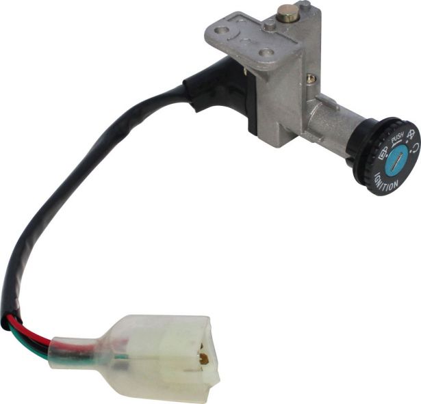 Ignition Key Switch - 4 pin Male, Metal, Steering Lock