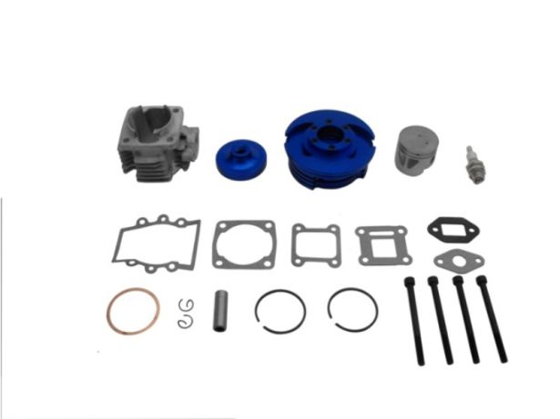 Cylinder Head Assembly - 44-6 2-Stroke Engine, Big Bore, CNC, Dual Valve, Pocket Bike, 49cc, Air Cooled, Blue