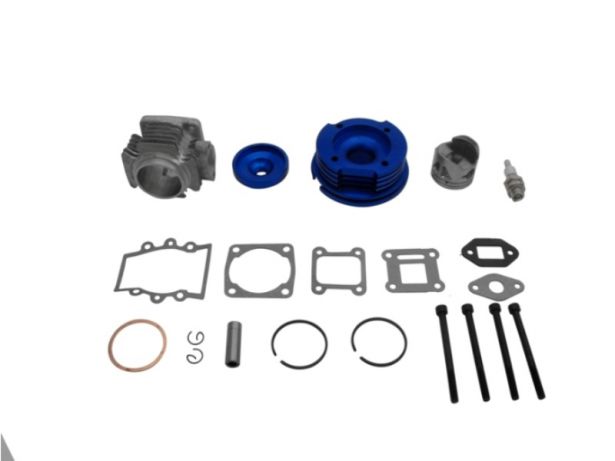 Cylinder Head Assembly - 44-6 2-Stroke Engine, Big Bore, CNC, Dual Valve, Pocket Bike, 49cc, Air Cooled, Blue
