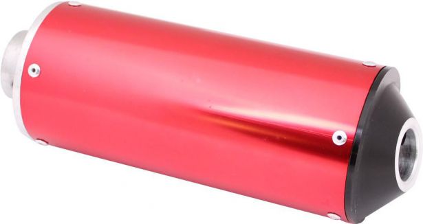 Muffler - Aluminum, With Mounting Bracket, Red and Black