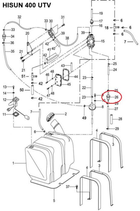 Fuel Filter - Plastic, 400cc, 500cc, 700cc, 800cc Hisun