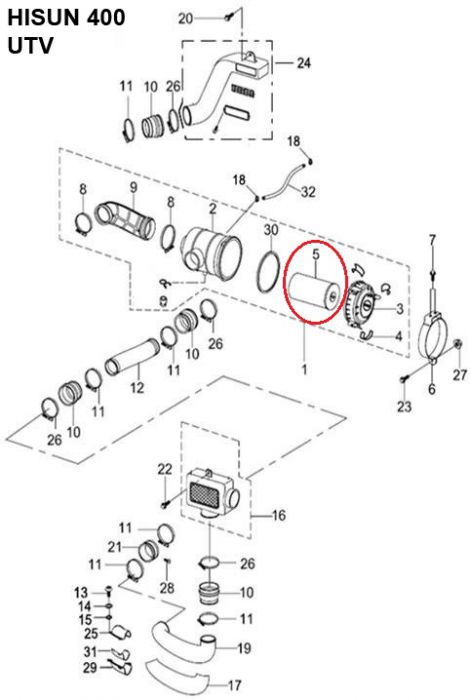 Air Filter - 400cc, 500cc, 700cc, 800cc Hisun