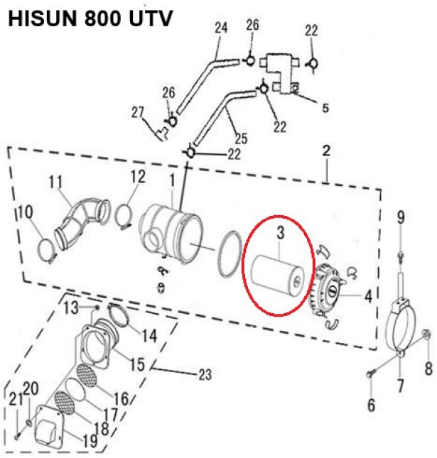 Air Filter - 400cc, 500cc, 700cc, 800cc Hisun