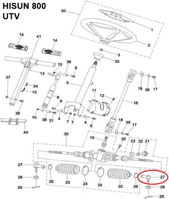 Ball Joint - UTV, Hisun, 400cc, 500cc, 700cc, 800cc