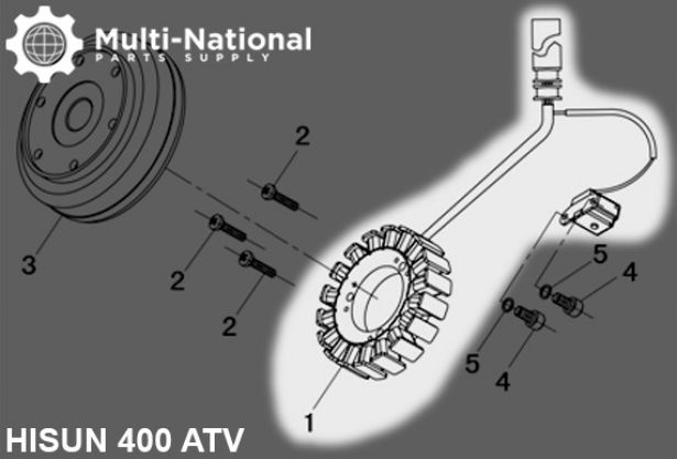 Stator - Magneto Coil, 18G, 5 Wire, 400cc, 500cc, 700cc, 800cc Hisun