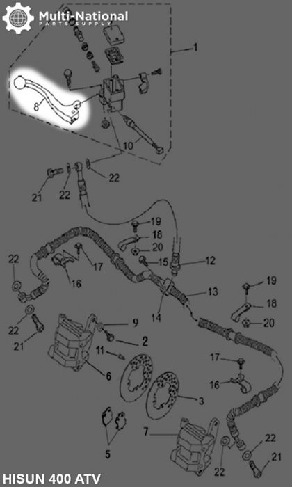 Brake Lever - Aluminum,  Black, 400cc, 500cc, 700cc, 800cc Hisun