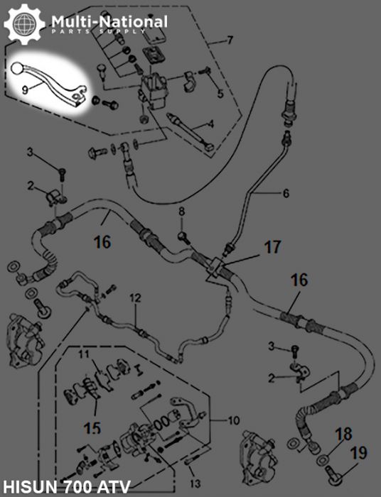 Brake Lever - Aluminum,  Black, 400cc, 500cc, 700cc, 800cc Hisun