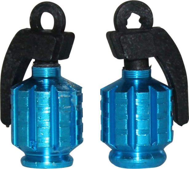 Valve Stem Caps - Blue Grenade