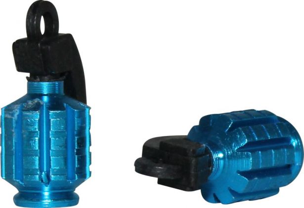 Valve Stem Caps - Blue Grenade