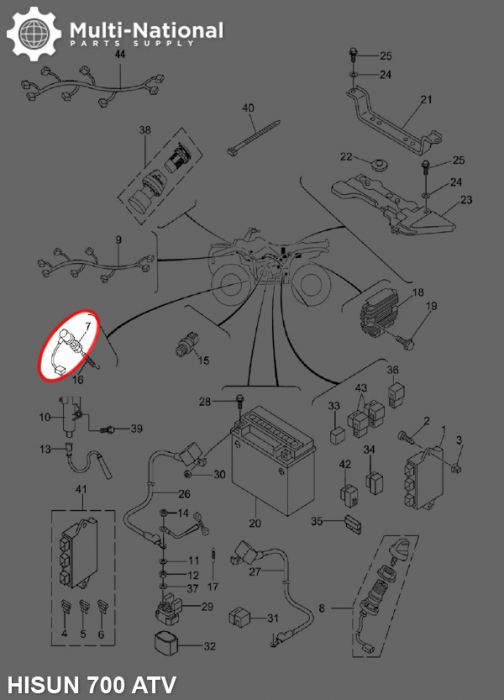 Brake Light Switch - ATV/UTV, 400cc to 800cc, Hisun, Rear Brake