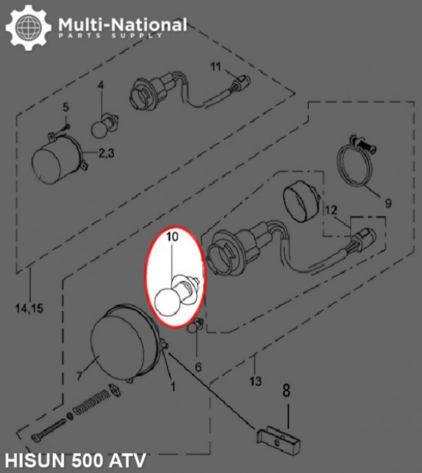 Light Bulb - 12V 35W, Dual Contact, Hisun