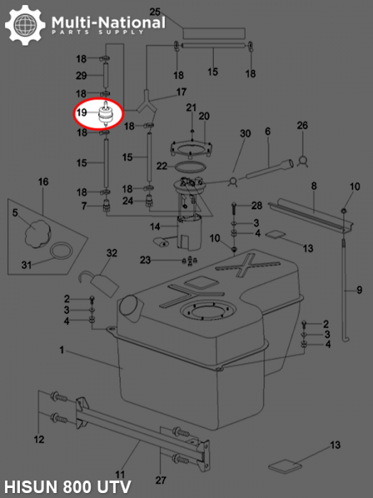 Fuel Filter - Metal, ATV/UTV, Hisun, 800cc