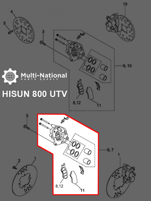 Brake Caliper - UTV, Hisun, 400cc & 800cc, Front Left