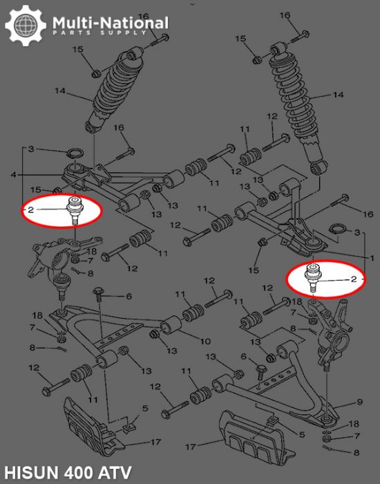 Ball Joint - ATV/UTV, Hisun, 400cc, 500cc, 700cc, 800cc