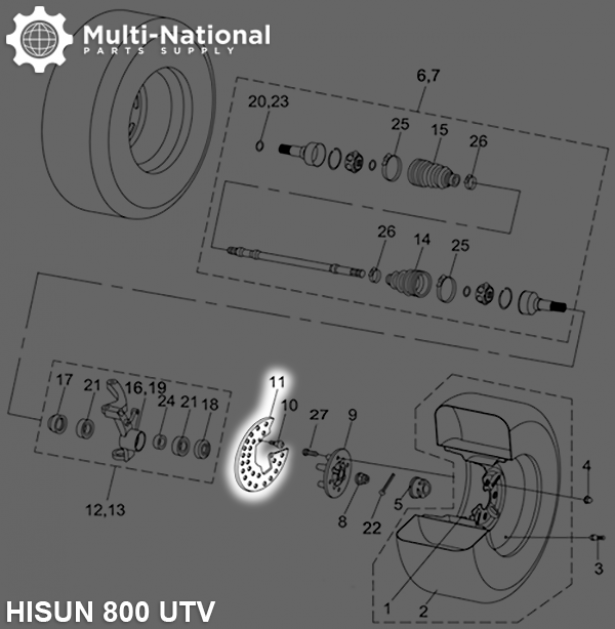 Front Brake Disc Cover - Hisun, UTV, 400cc, 800cc