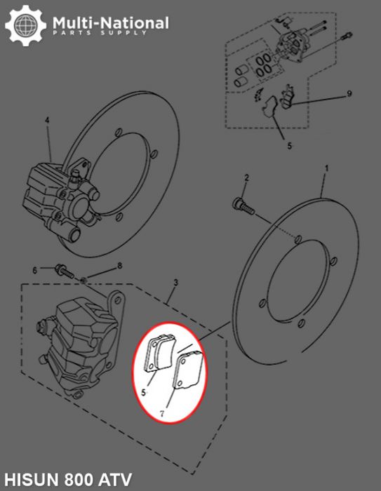 Brake Pads - 400cc to 800cc, Hisun,  ATV, Front Inner, Ceramic