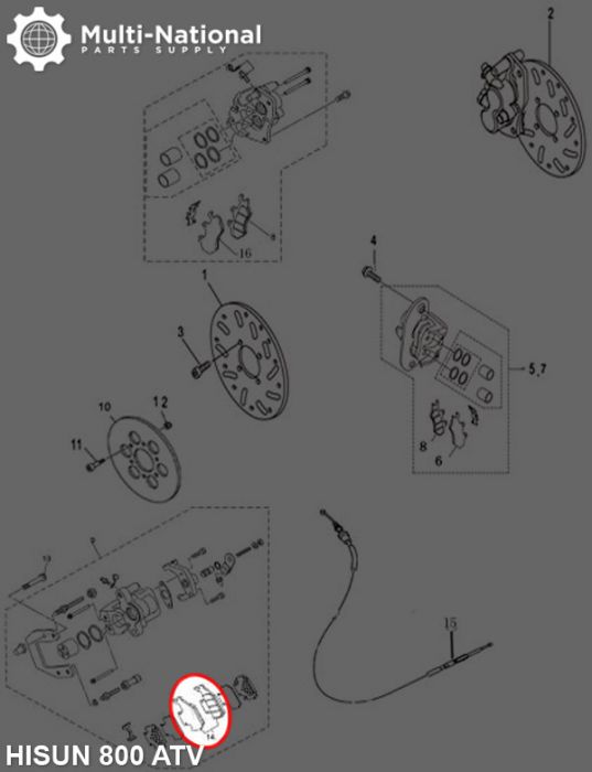 Brake Pads - 400cc to 800cc, ATV & UTV, Hisun, Rear, Outer