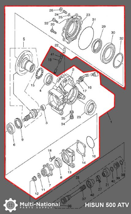 Rear Differential - 500-700cc, Hisun, ATV