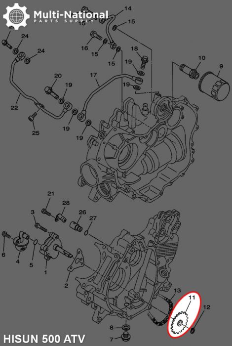 Oil Pump Sprocket - ATV, Hisun, 500-700cc