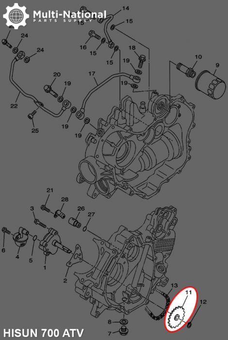 Oil Pump Sprocket - ATV, Hisun, 500-700cc