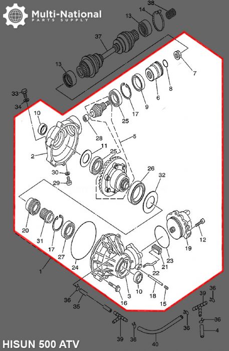 Front Differential - 500-700cc, Hisun, ATV