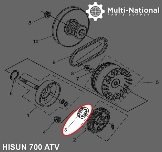 Bearing - One Way, ATV, Hisun, 500-700cc