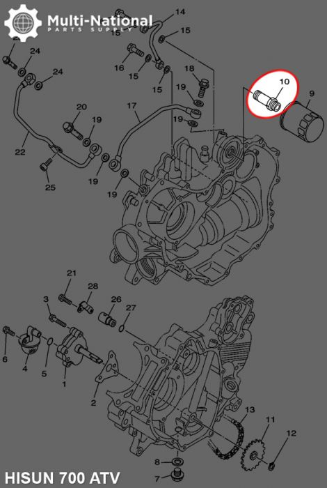 Oil Filter Joint - ATV, Hisun, 400-700cc