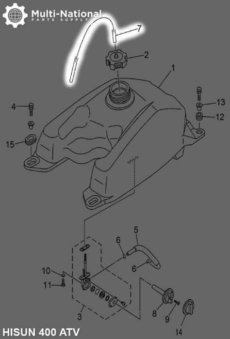 Fuel Tank Vent Pipe - ATV, Hisun, 400-700cc