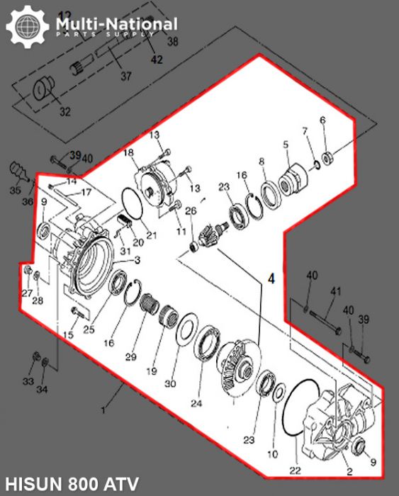 Front Differential - 800cc, Hisun, ATV