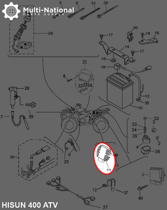 Rectifier - Voltage Regulator, Hisun, 400-700cc, ATV/UTV