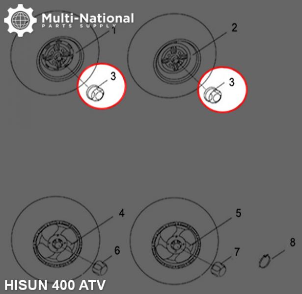 Dust Cover - Wheel Cap, ATV, Hisun, 400-800cc (1pc)