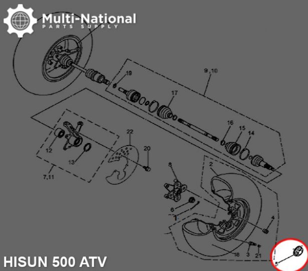 Dust Cover - Wheel Cap, ATV, Hisun, 400-800cc (1pc)