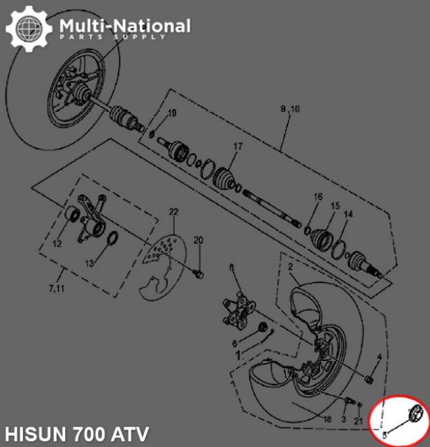 Dust Cover - Wheel Cap, ATV, Hisun, 400-800cc (1pc)