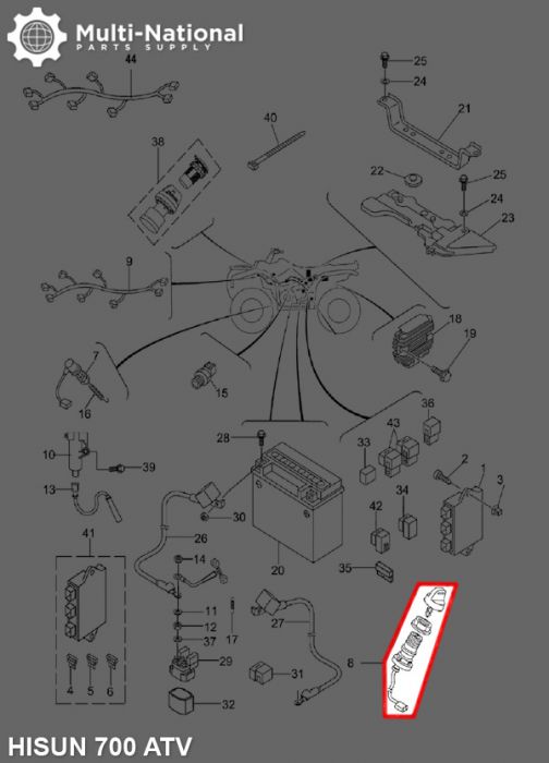 Ignition Key Switch - ATV, Hisun, 400-700cc