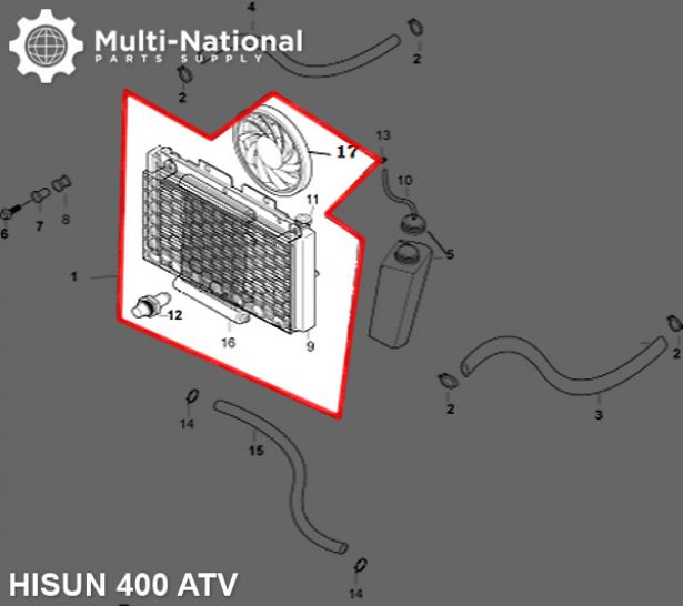 Radiator - ATV, Hisun, 400cc, with Cooler