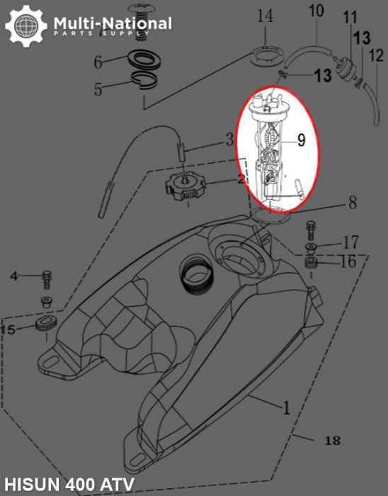 Fuel Pump - ATV, Hisun, 400-700cc