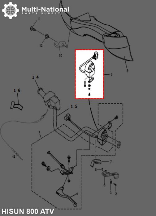 Switch - Left Switch Assy, ATV, Hisun, 500-800cc