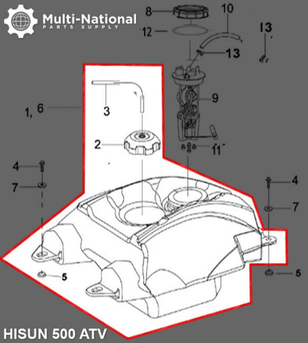 Gas Tank - ATV, Hisun, 500-700cc