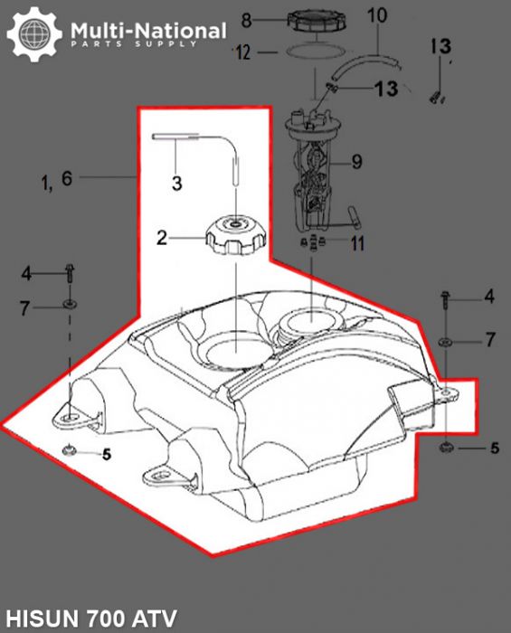 Gas Tank - ATV, Hisun, 500-700cc