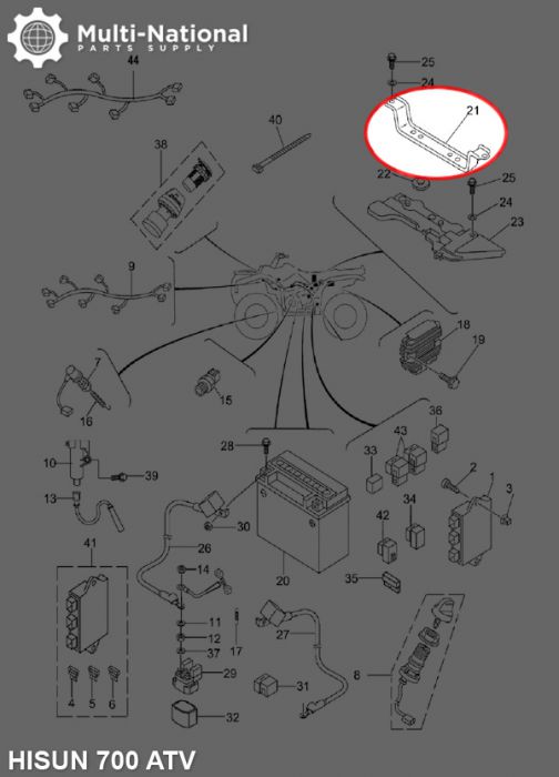 Battery Press Plate - ATV, Hisun, 500-700cc