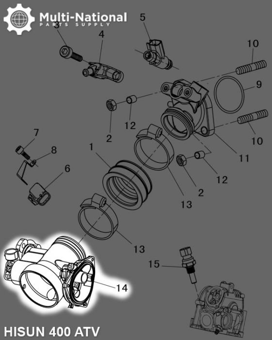 Throttle Body - Damper D42-2, Hisun, 400cc, ATV/UTV