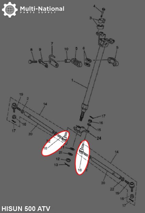 Tie Rod End - ATV, Hisun, 500-800cc
