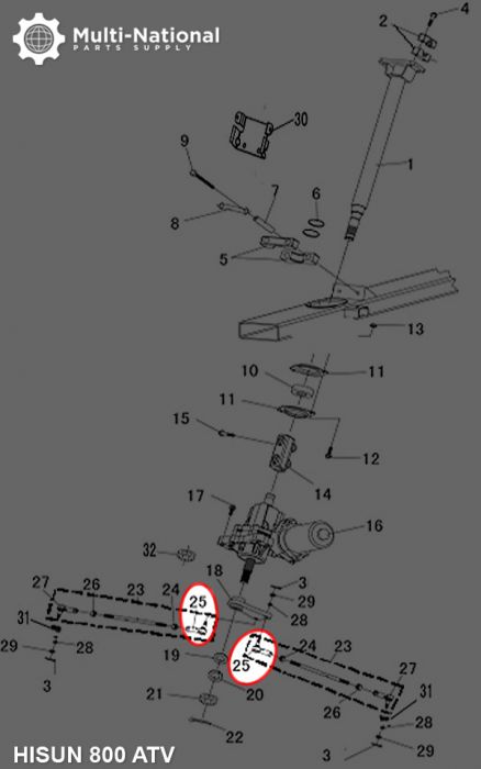 Tie Rod End - ATV, Hisun, 500-800cc