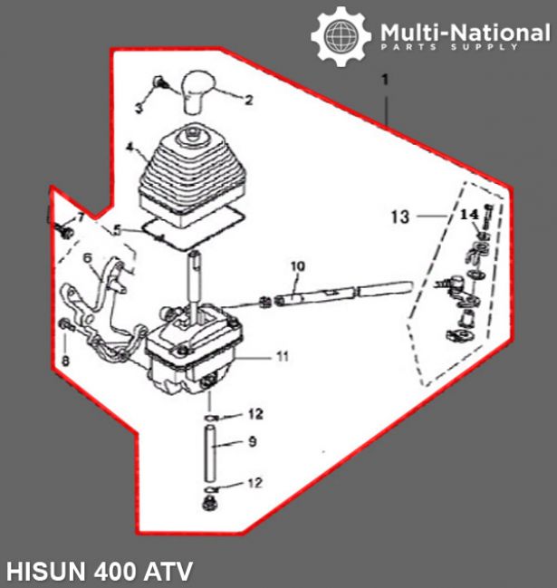 Gear Shift Assembly - ATV, Hisun, 400cc