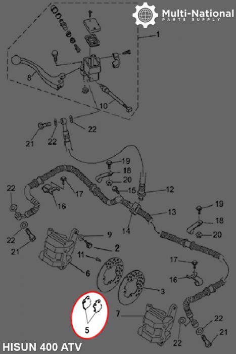 Brake Pads - Ceramic, ATV, Hisun, 400-700cc (1pc)