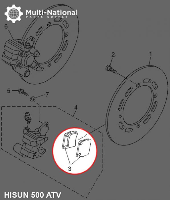 Brake Pads - Ceramic, ATV, Hisun, 400-700cc (1pc)