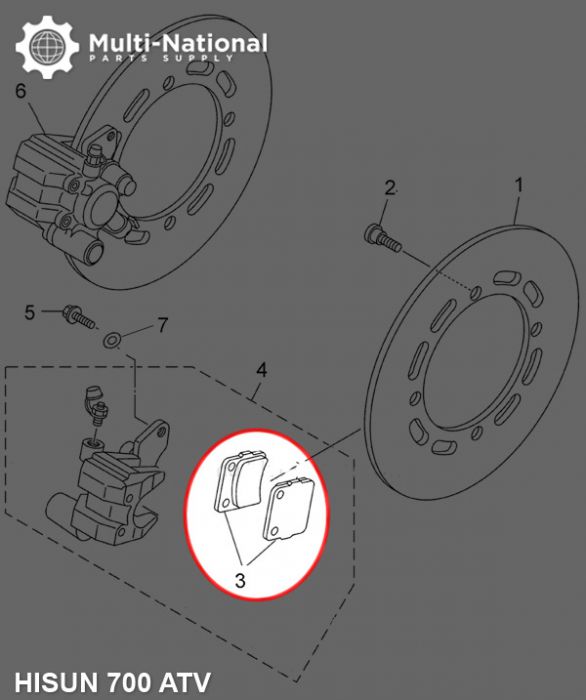 Brake Pads - Ceramic, ATV, Hisun, 400-700cc (1pc)